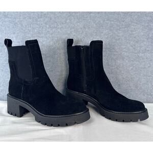 EUC Chelsea & Violet Women's sz 8.5 Lottie Black Suede Platform Chelsea Boots